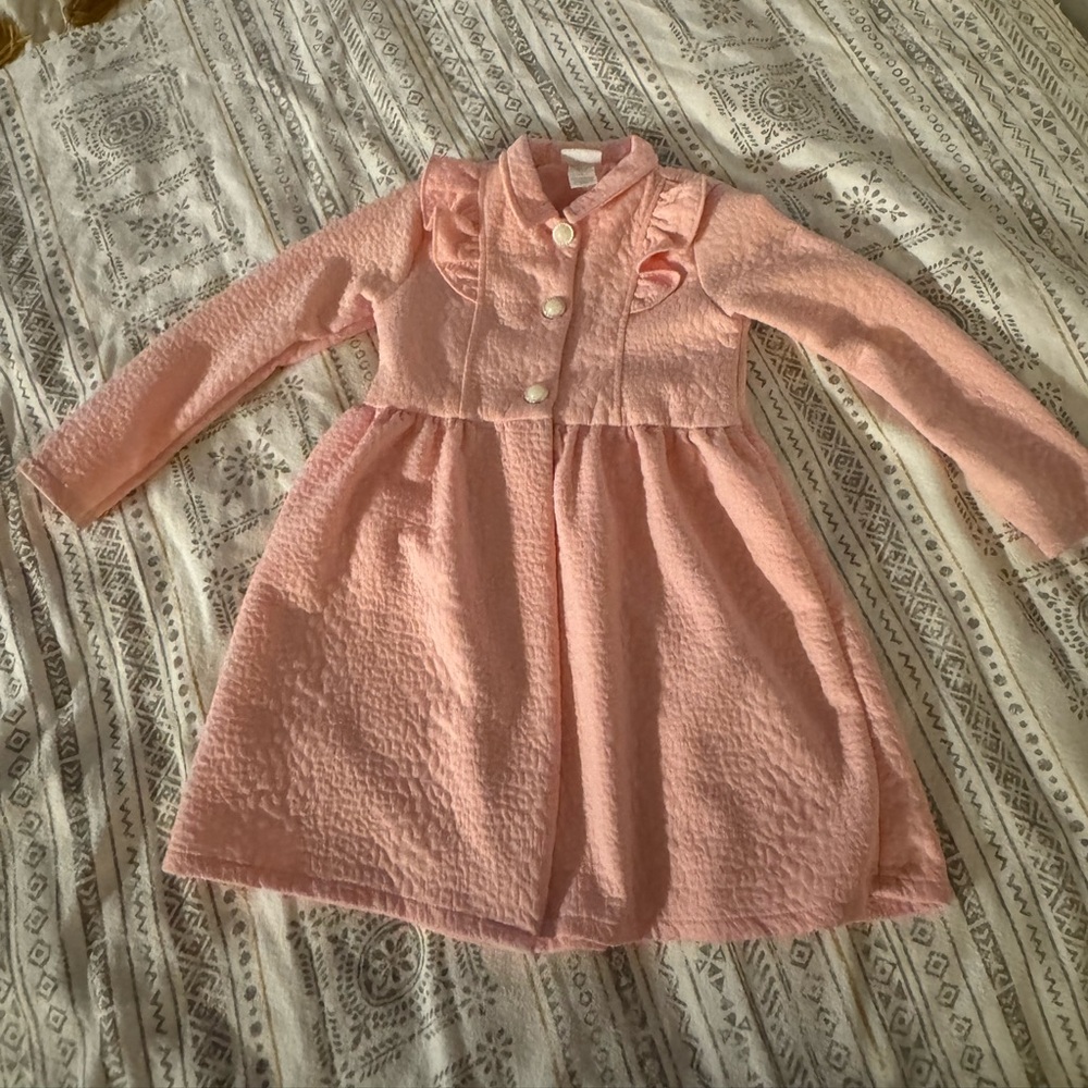 Little Lass Pink Long Sleeve with Peter Pan Collar Jacket